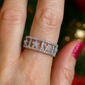 NEW Dazzling CZ Star Ring 18K White Gold (silver-tone) Celestial Cosmic Sz 7.75